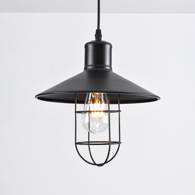 Industrial pendant lamp in black steel - Kiev