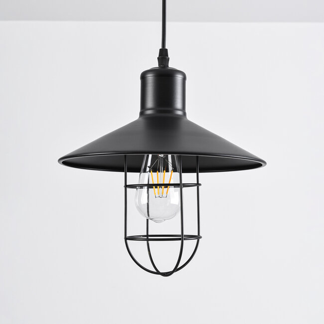 Industrial pendant lamp in black steel - Kiev