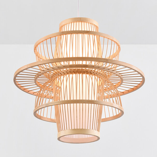 Rustic pendant lamp in layered bamboo - Kyoto