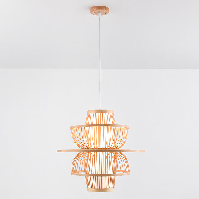 Rustic pendant lamp in layered bamboo - Kyoto