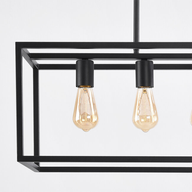 4-light industrial pendant lamp Zagreb, black cage