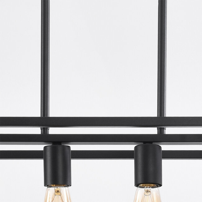 4-light industrial pendant lamp Zagreb, black cage