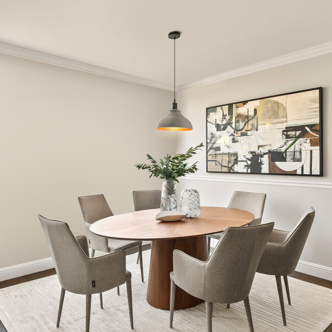 Industrial hanging lamp in concrete grey with red decoration - Moscow