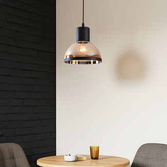Classic pendant lamp with black and amber glass - Paris