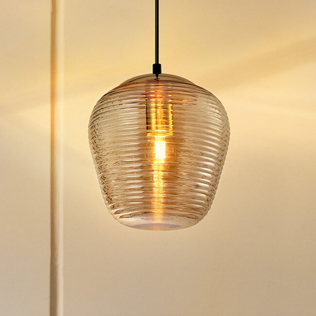 Designer pendant light Cairo - amber glass