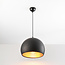 Modern round pendant lamp in black with gold 35cm - Goldy