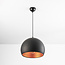 Modern round pendant lamp in black with gold 35cm - Goldy