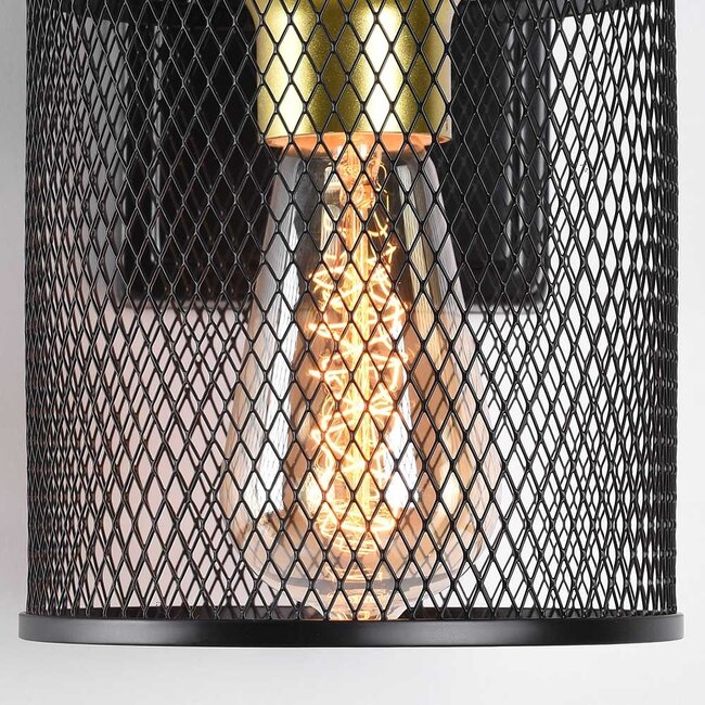 Industrial wall lamp black with gold - Sevilla