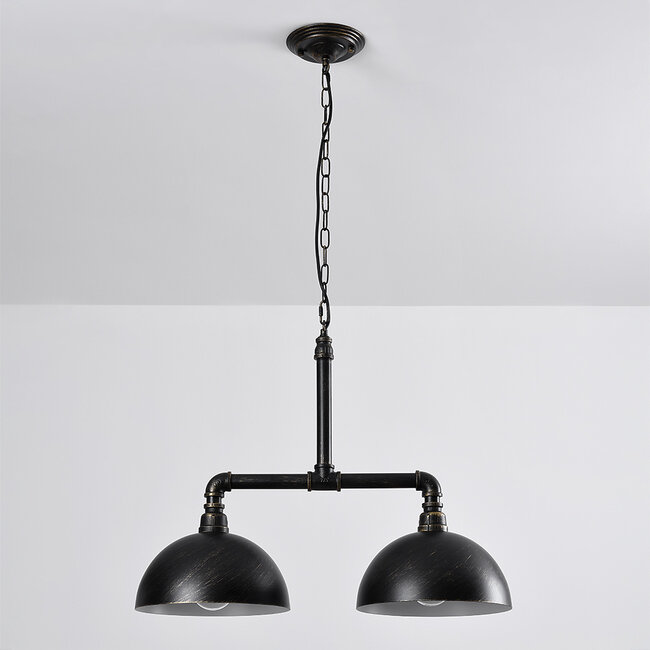 Industrial pendant lamp Libra in black and bronze
