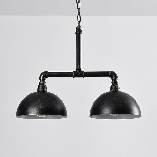 Industrial pendant lamp Libra in black and bronze