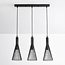 Industrial Hanging Lamp in Black Metal with 3 Lamps - Sofia