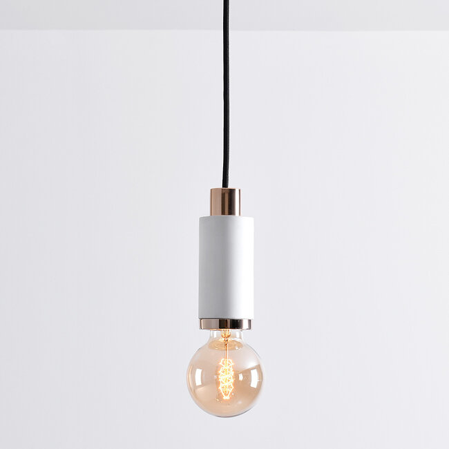 Design pendant lamp in white concrete with rose gold decoration - Vienna