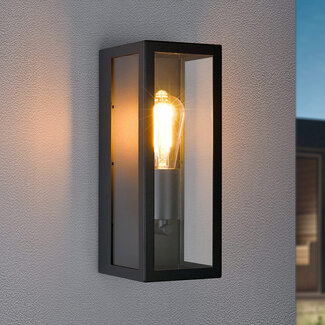 Modern black wall lamp in stainless steel with glass - Filippo