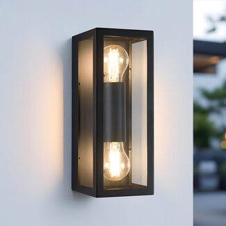 Stainless steel black wall lamp Diana 2-light with glass