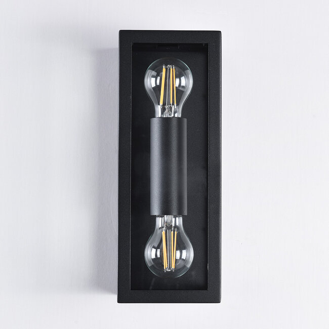 Stainless steel black wall lamp Diana 2-light with glass