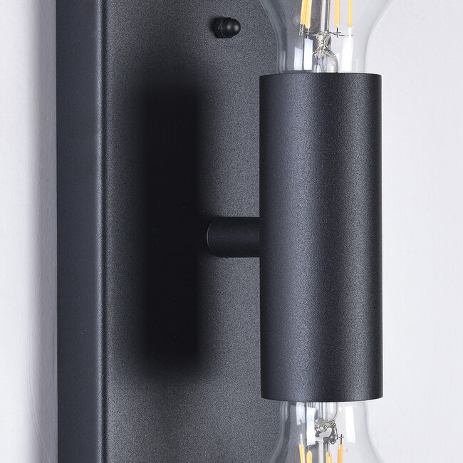 Stainless steel black wall lamp Diana 2-light with glass