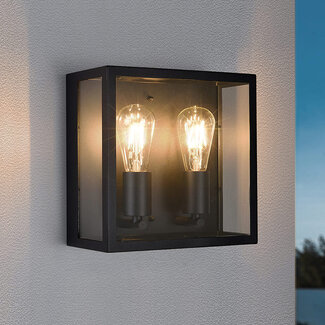 Industrial stainless steel wall lamp Gabriella with glass - black