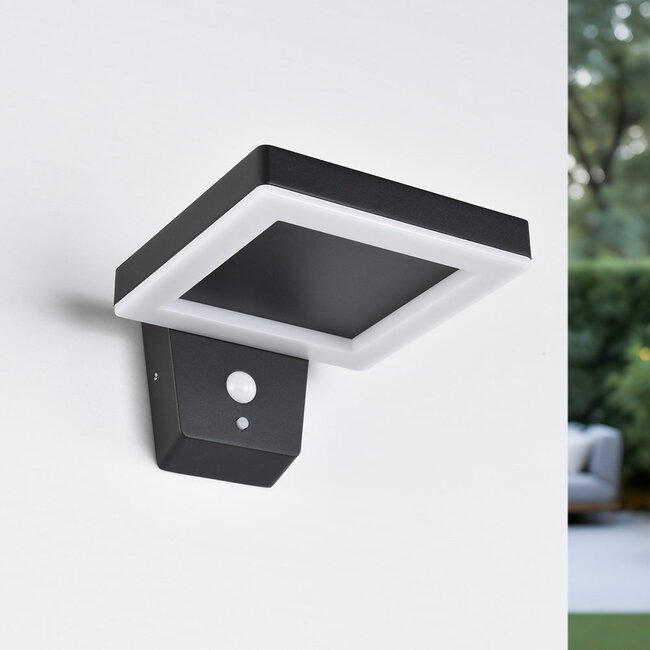Modern Solar Outdoor Wall Light with Sensor Pablo - black