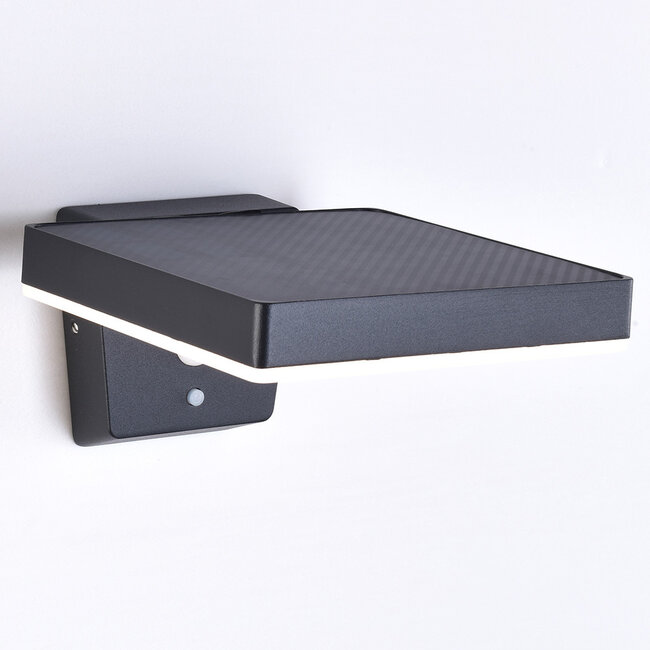 Modern Solar Outdoor Wall Light with Sensor Pablo - black