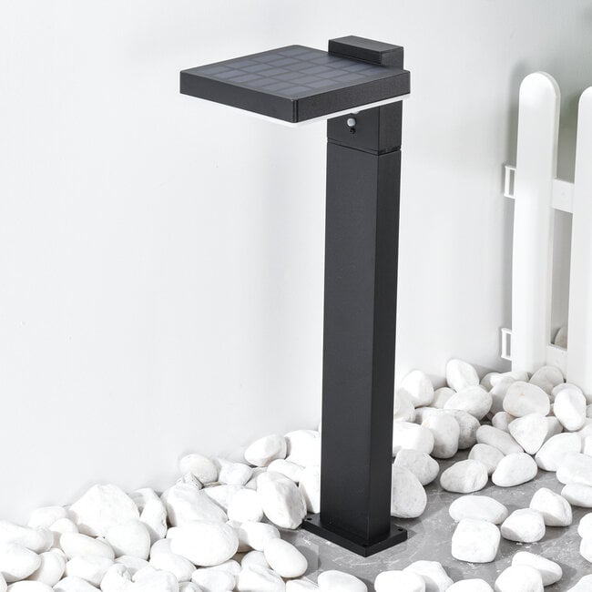 Black Solar Floor Lamp with Sensor Paulo - 50 cm