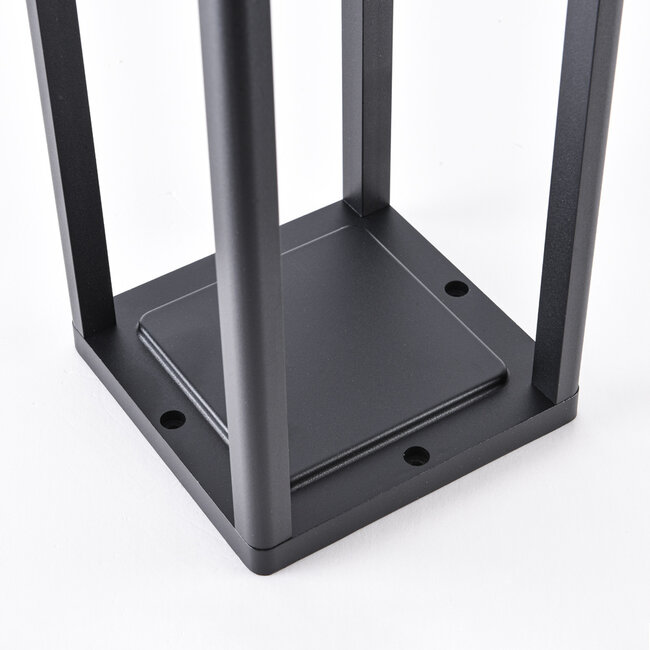 Black freestanding outdoor light with solar power and sensor – Marcello