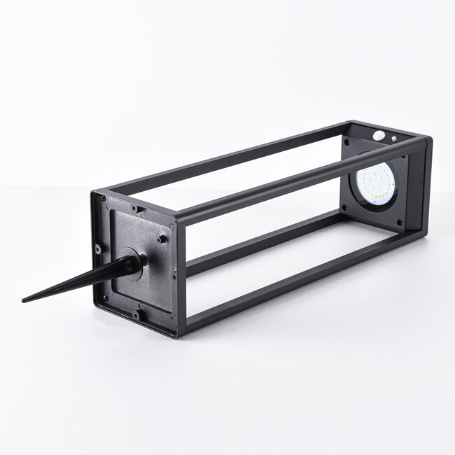 Black freestanding outdoor light with solar power and sensor – Marcello