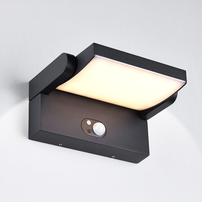 Adjustable Solar Wall Light Berlin with Sensor - black