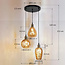 Pendant light with amber glass and texture, 3-bulb - Verona