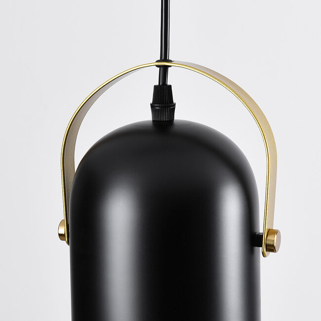 Industrial ceiling spot in black with golden details and 3 spots - Helsinki