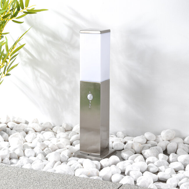 Stainless steel floor lamp Leopoldo with sensor, 45 cm