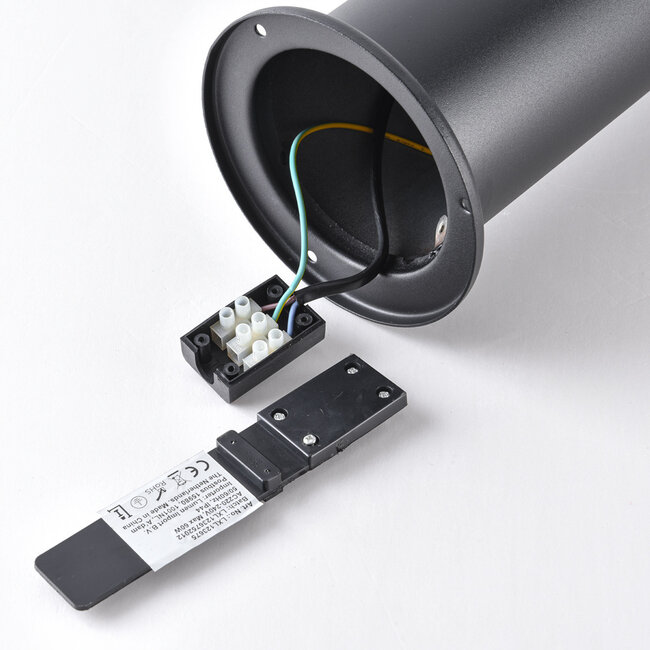 Stainless steel black outdoor floor lamp Elia, 50 cm