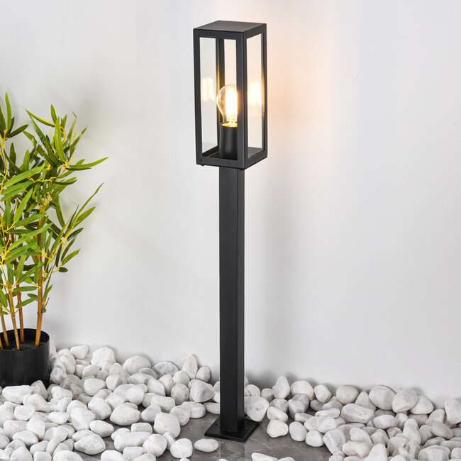 Outdoor floor lamp Alessio with glass and stainless steel - 50 cm black