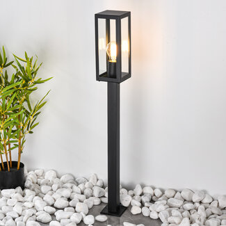 Industrial Stainless Steel Black Outdoor Lamp Alessio with Glass, 80 cm