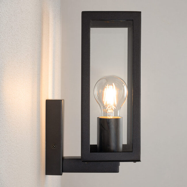 Modern black wall lamp in stainless steel with glass - Carlo