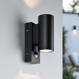 Round outdoor wall light Cathy with sensor 2 x 3W LEDs - anthracite