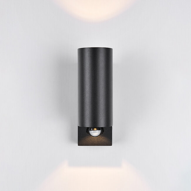 Round outdoor wall light Cathy with sensor 2 x 3W LEDs - anthracite