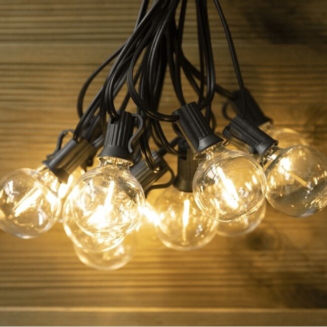 Solar string lights, 10 metres, 20 small round lights, 3W solar panel (IP20 lights)