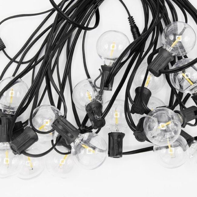 Solar string lights 10 metres, 20 small round bulbs, 3W solar panel (IP20 bulbs)