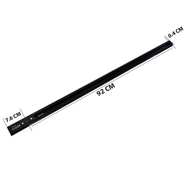 1-phase track 100 cm with connection block and end cap, black