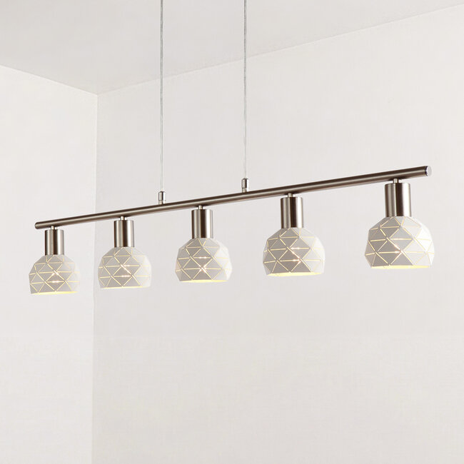 Modern 5-light pendant lamp Alabaster in white