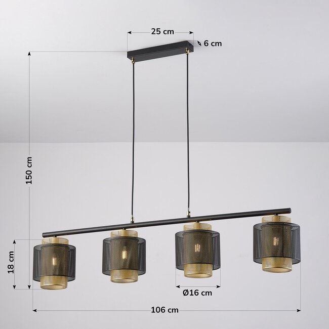 Pendant lamp Jennifer in black and gold