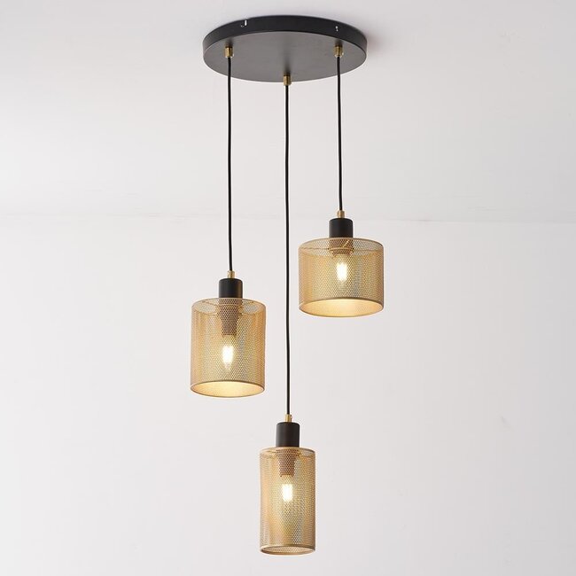 Pendant lamp Avery in black and gold