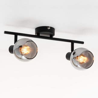 2-light ceiling light Phoenix - smoked glass with mirror effect
