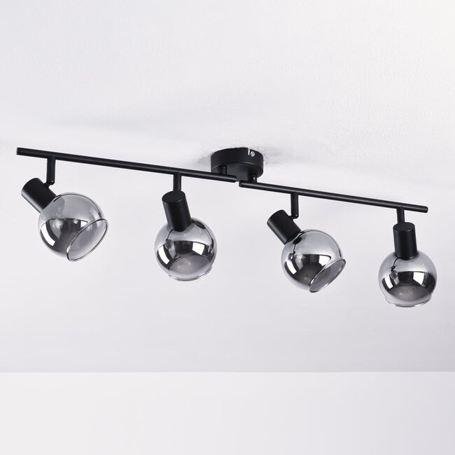4-light ceiling light Florida - smoked glass with mirror effect