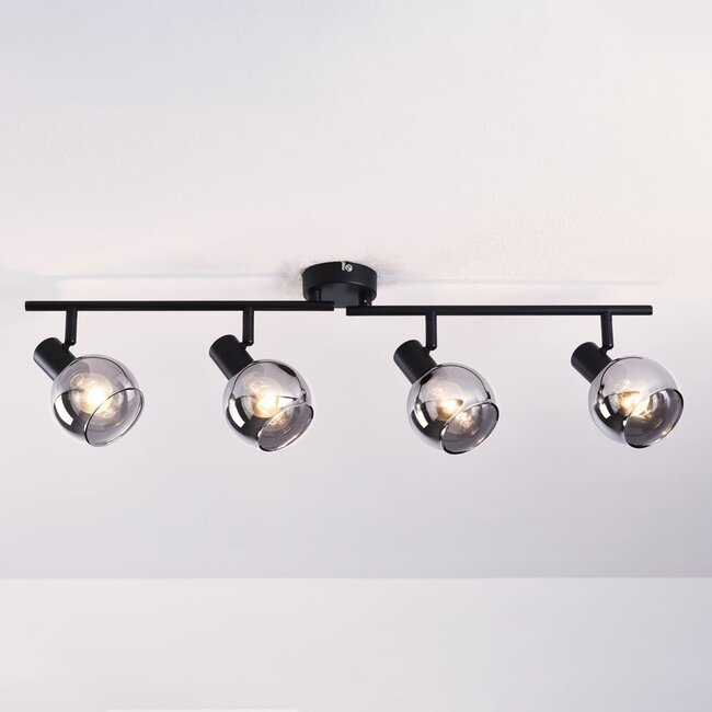 Ceiling light with smoked glass, 4-lights - Florida