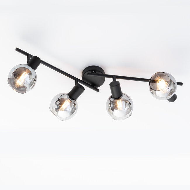 4-light ceiling light Florida - smoked glass with mirror effect