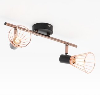 Industrial copper ceiling spotlight, 2-lights - Lincoln