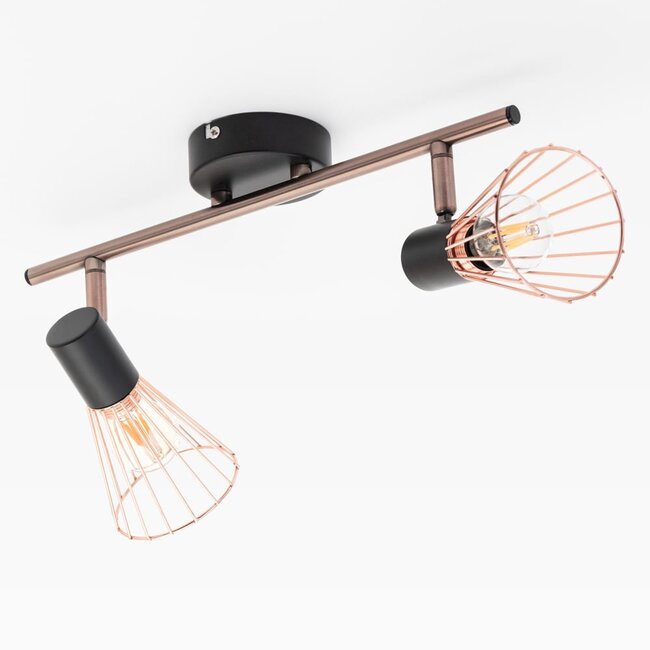 Industrial copper ceiling spotlight, 2-lights - Lincoln