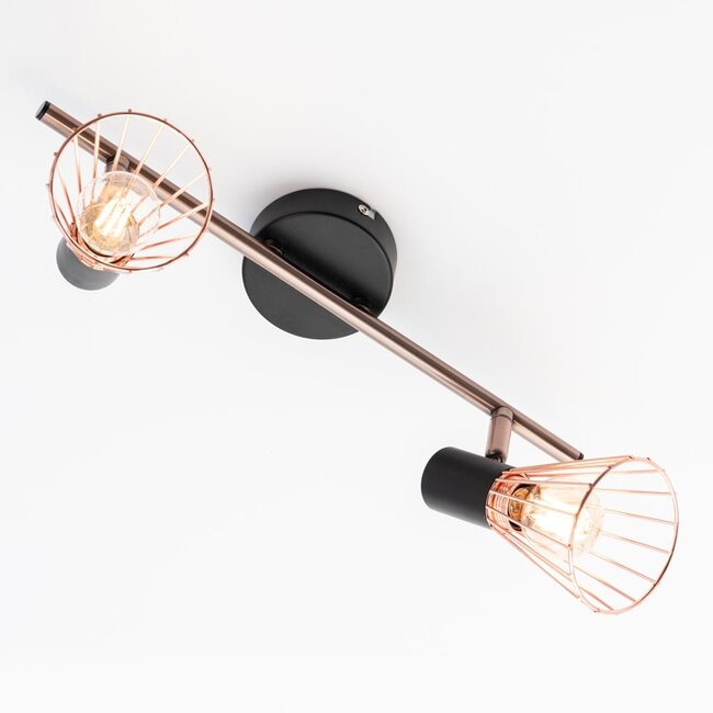 Industrial copper ceiling spotlight, 2-lights - Lincoln
