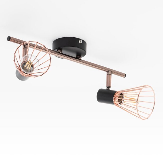 Industrial copper ceiling spotlight, 2-lights - Lincoln